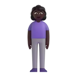 Woman Standing: Dark Skin Tone emoji on Microsoft