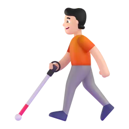 Person with White Cane: Light Skin Tone emoji on Microsoft