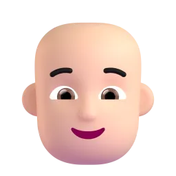 Person: Light Skin Tone, Bald emoji on Microsoft