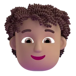 Person: Medium-Light Skin Tone, Curly Hair emoji on Microsoft