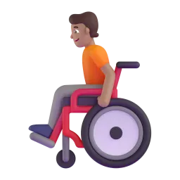 Person in manuellem Rollstuhl: mittelhelle Hautfarbe-Emoji auf Microsoft
