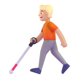 Person with White Cane: Medium Skin Tone emoji on Microsoft