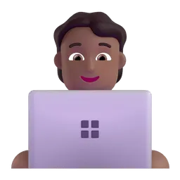 Emoji Persona esperta di tecnologia: carnagione abbastanza scura su Microsoft