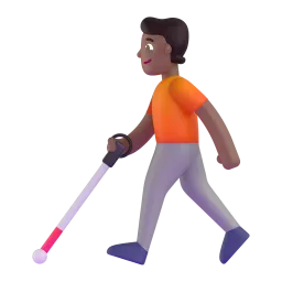 Emoji Orang dengan tongkat putih: ton kulit sederhana gelap pada Microsoft