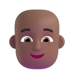 Person: mitteldunkle Hautfarbe, Glatze-Emoji auf Microsoft