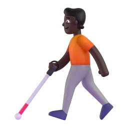 Person with White Cane: Dark Skin Tone emoji on Microsoft
