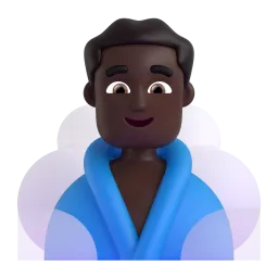 Man in Steamy Room: Dark Skin Tone emoji on Microsoft