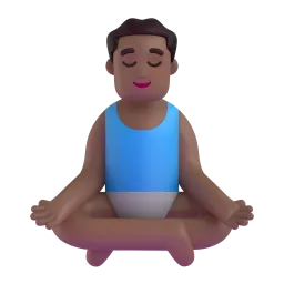 Emoji Homem na posição de lótus: pele morena escura no Microsoft