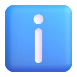 Buchstabe „i“ in blauem Quadrat-Emoji auf Microsoft