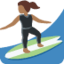 Emoji Mujer haciendo surf: tono de piel oscuro medio en X / Twitter