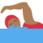 Emoji Wanita berenang: warna kulit gelap-sedang di X / Twitter