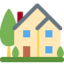 Emoji Rumah dengan taman pada X / Twitter