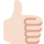 Emoji Pollice in su: carnagione chiara su X / Twitter