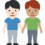 อีโมจิ ชาย-ชายจับมือ: โทนผิวสีขาว โทนผิวสีเหลือง บน X / Twitter