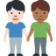 Emoji Dua pria bergandengan: warna kulit cerah, warna kulit gelap-sedang di X / Twitter