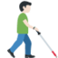 Man with White Cane Facing Right: Light Skin Tone emoji on X / Twitter