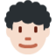 Emoji Pria: warna kulit cerah, rambut keriting di X / Twitter