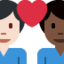 Emoji Couple avec cœur : homme, homme, peau claire et peau foncée sur X / Twitter