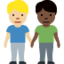 Emoji Dua lelaki berpegangan tangan: ton kulit sederhana cerah dan ton kulit gelap pada X / Twitter