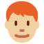 Emoji Lelaki: ton kulit sederhana cerah dan rambut merah pada X / Twitter