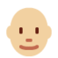 Emoji Uomo: carnagione abbastanza chiara e calvo su X / Twitter