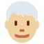 Emoji Pria: warna kulit cerah-sedang, rambut putih di X / Twitter