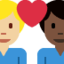 Liebespaar: Mann, Mann, mittelhelle Hautfarbe und dunkle Hautfarbe-Emoji auf X / Twitter