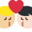 Sich küssendes Paar: Mann, Mann, mittelhelle Hautfarbe und helle Hautfarbe-Emoji auf X / Twitter
