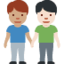 อีโมจิ ชาย-ชายจับมือ: โทนผิวสีเหลือง โทนผิวสีขาว บน X / Twitter