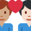 Emoji Coppia con cuore: uomo, uomo, carnagione olivastra e carnagione chiara su X / Twitter