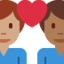 Liebespaar: Mann, Mann, mittlere Hautfarbe und mitteldunkle Hautfarbe-Emoji auf X / Twitter