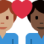 อีโมจิ คู่รัก: ผู้ชาย ผู้ชาย โทนผิวสีเหลือง และ โทนผิวสีเข้ม บน X / Twitter