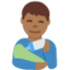 Mann, der Baby die Flasche gibt: mitteldunkle Hautfarbe-Emoji auf X / Twitter