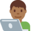 Emoji Ahli teknologi lelaki: ton kulit sederhana gelap pada X / Twitter