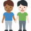 Emoji Dua pria bergandengan: warna kulit gelap-sedang, warna kulit cerah di X / Twitter