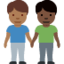 Emoji Dua pria bergandengan: warna kulit gelap-sedang, warna kulit gelap di X / Twitter