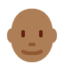 Mann: mitteldunkle Hautfarbe, Glatze-Emoji auf X / Twitter