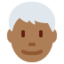 Mann: mitteldunkle Hautfarbe, weißes Haar-Emoji auf X / Twitter