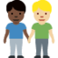 Emoji Dua pria bergandengan: warna kulit gelap, warna kulit cerah-sedang di X / Twitter