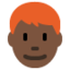 Mann: dunkle Hautfarbe, rotes Haar-Emoji auf X / Twitter