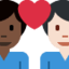 Emoji Couple avec cœur : homme, homme, peau foncée et peau claire sur X / Twitter