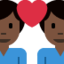 Emoji Pasangan dengan simbol hati: lelaki, lelaki dan ton kulit gelap pada X / Twitter