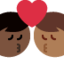 Kiss: Man, Man, Dark Skin Tone, Medium-Dark Skin Tone emoji on X / Twitter