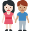 อีโมจิ ชาย-หญิงจับมือ: โทนผิวสีขาว โทนผิวสีเหลือง บน X / Twitter