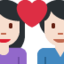 Emoji Coppia con cuore: donna, uomo e carnagione chiara su X / Twitter