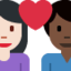 Emoji Pasangan dengan hati: wanita, pria, warna kulit cerah, warna kulit gelap di X / Twitter