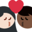 Emoji Bisou : femme, homme, peau claire et peau foncée sur X / Twitter
