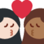Emoji Beijo: mulher, mulher, pele clara e pele morena escura no X / Twitter