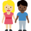 Emoji Femme et homme se tenant la main : peau moyennement claire et peau foncée sur X / Twitter