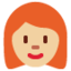 Frau: mittelhelle Hautfarbe, rotes Haar-Emoji auf X / Twitter